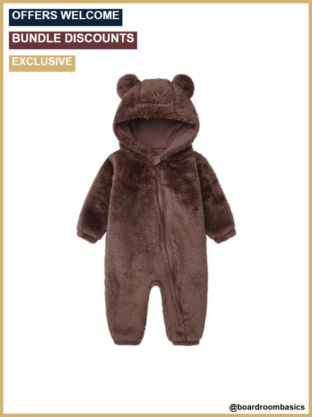 Furry Bear Jumpsuit Infant One-Piece Romper Hooded Snowsuit Outwear
